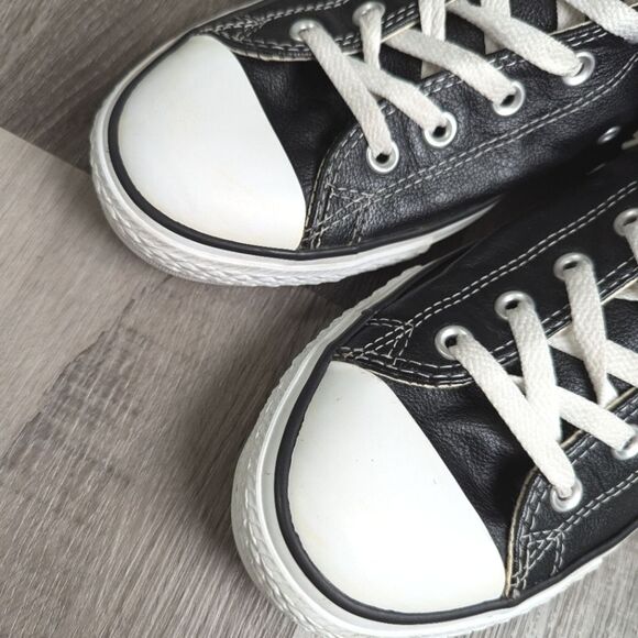 Converse All Star black leather hi-top sneakers skater shoes mens 11 women 13 - Picture 6 of 10